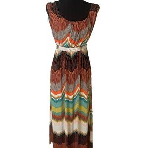 Worthington Women's Multicolor Scoop Neck Sleeveless Long Maxi Dress XS Stretch
